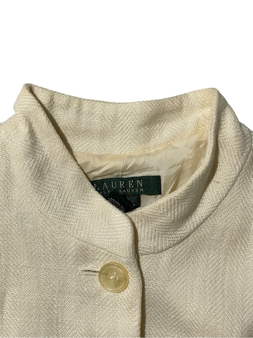 RALPH LAUREN Cream Linen Shoulder Pad Jacket US 10 - Picture 6 of 12